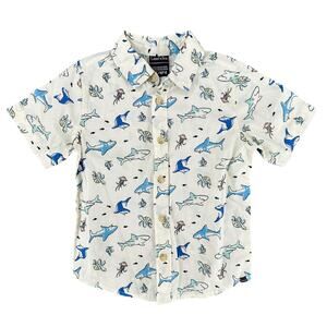 Land'n Sea Boys Button Down Shark Jellyfish Sea Turtle Beach Shirt 4T